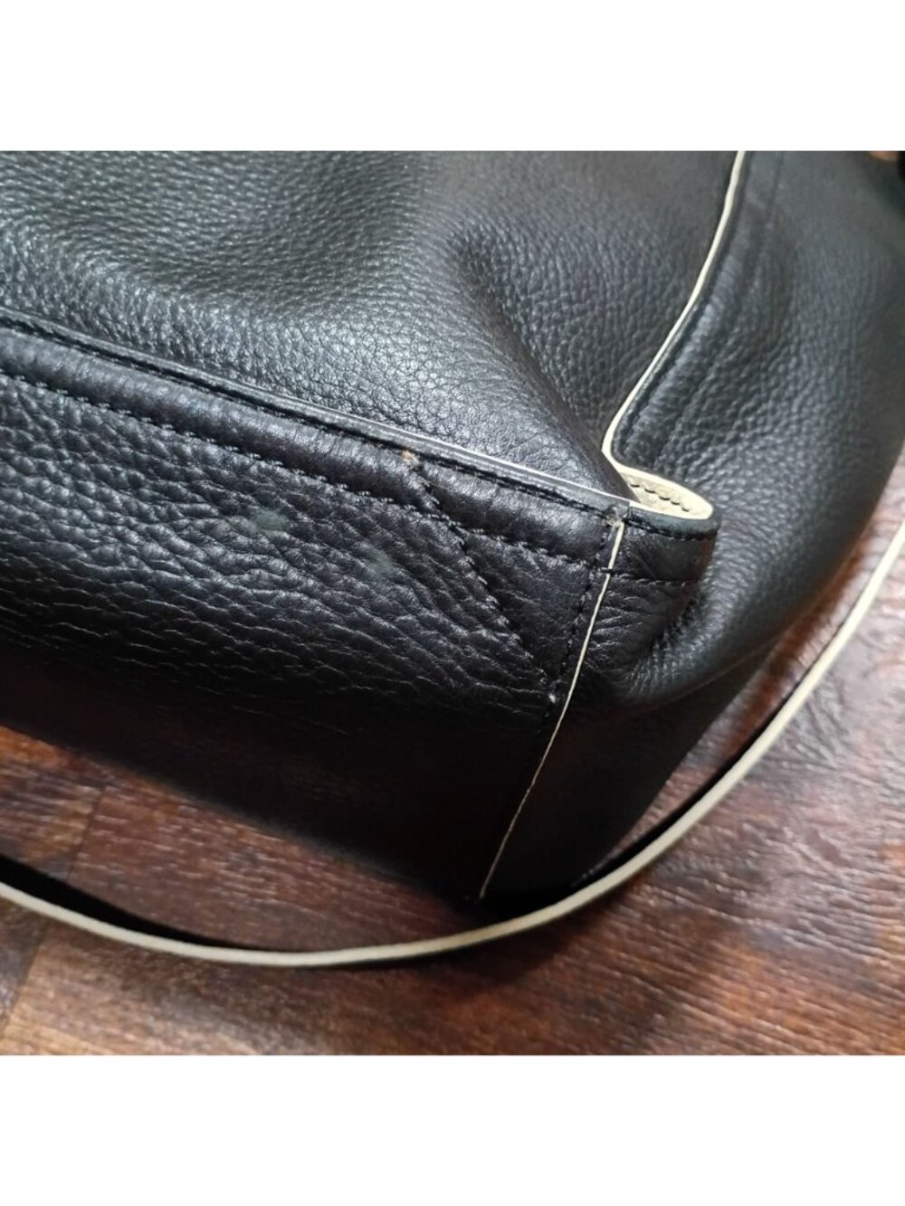 Gap Black Cow Leather Tote Bag With Detachable Crossbody Strap - Picture 9 of 14